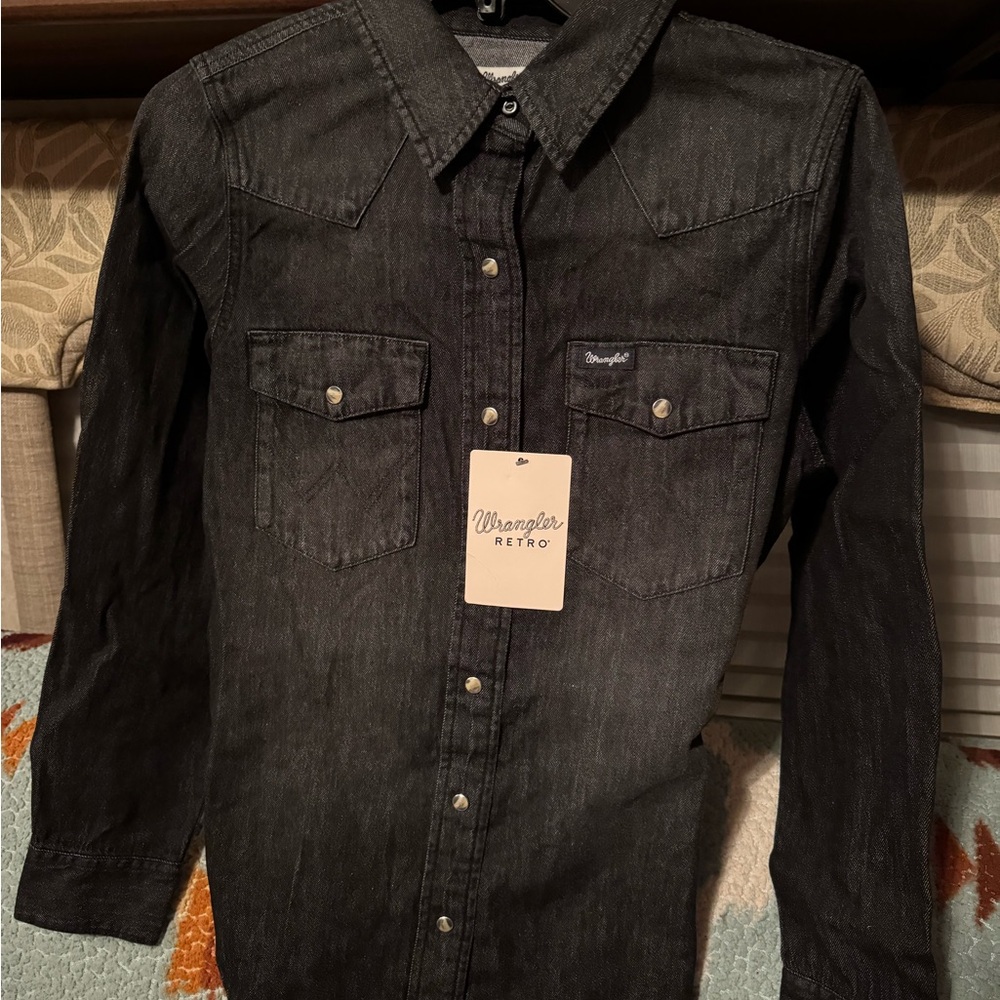 Wrangler Retro Black Denim Shirt